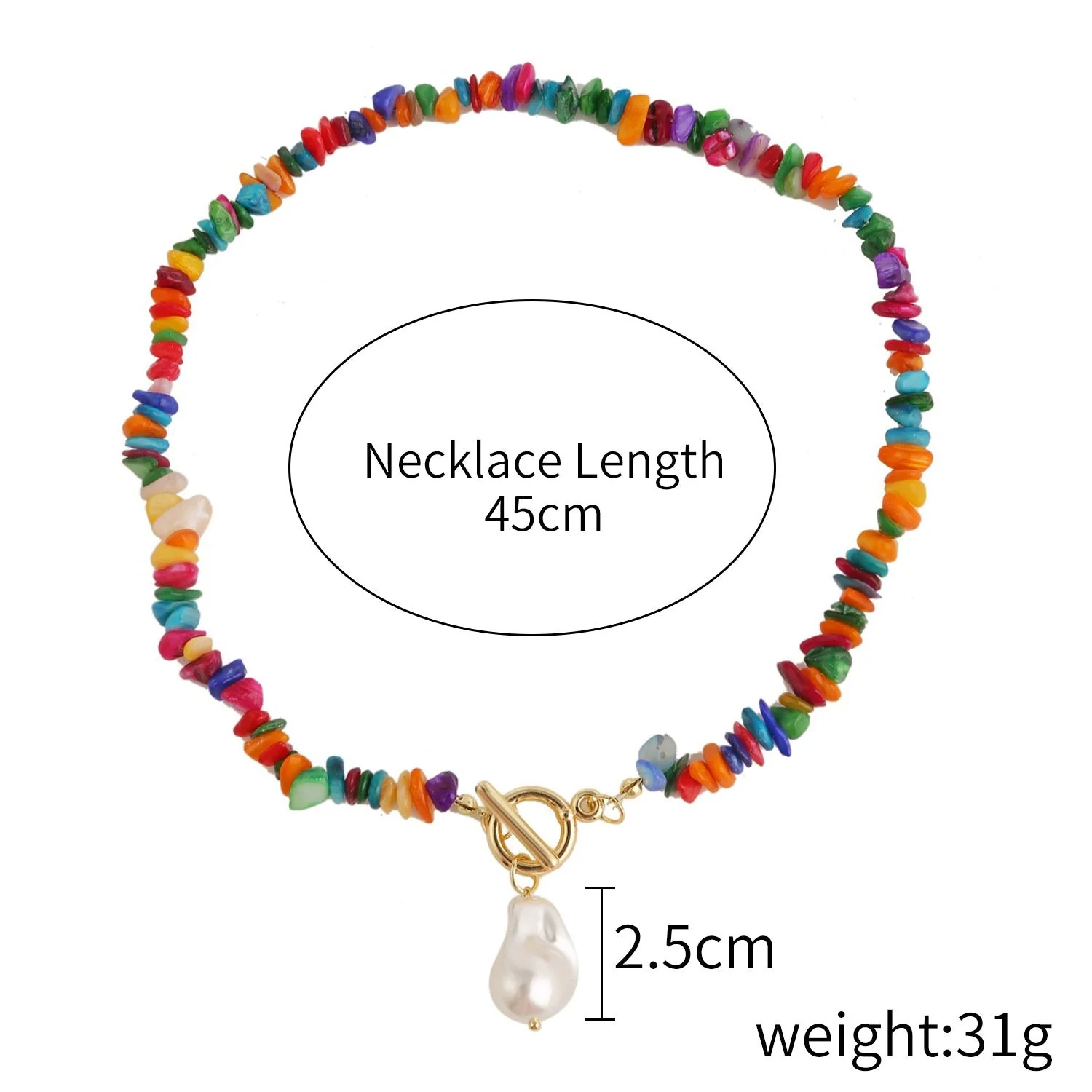 Stone beaded multicolor pendant necklace - Image 12