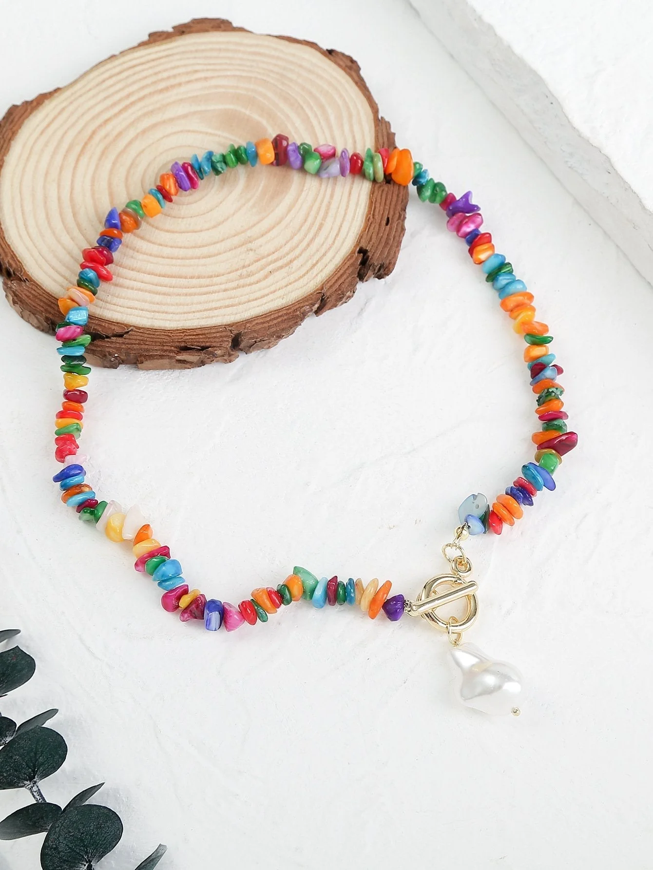 Stone beaded multicolor pendant necklace - Image 17