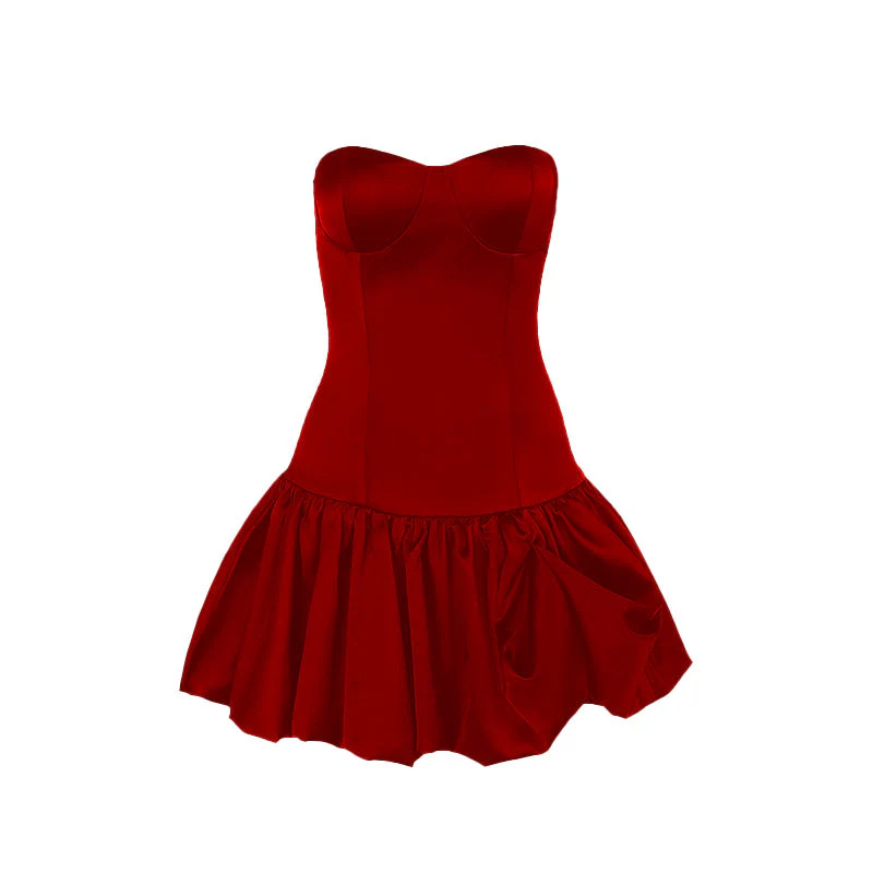 Sweetheart neck backless solid tube mini dress - Image 2