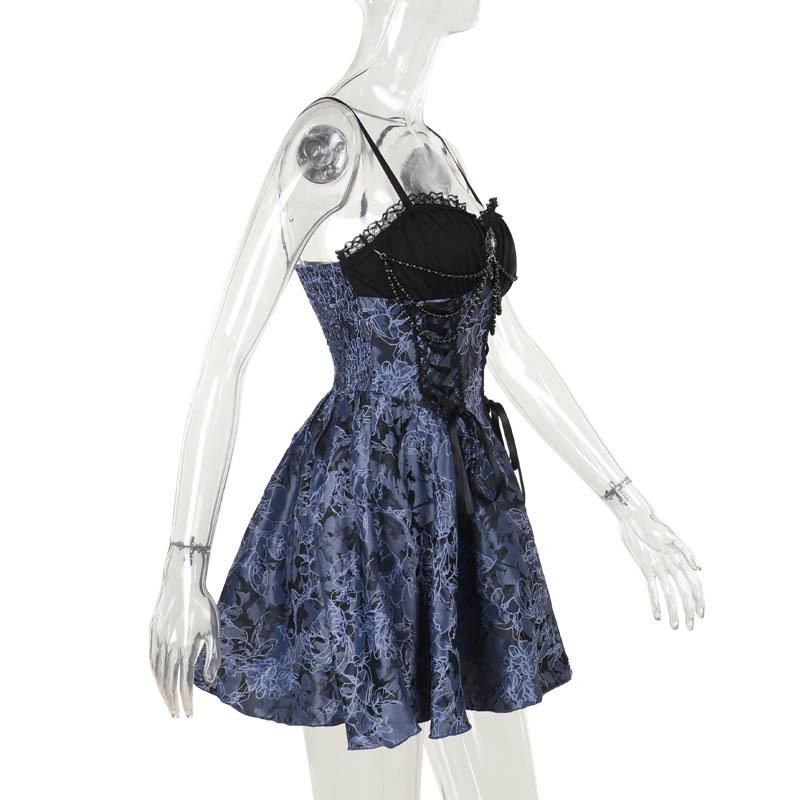 Sweetheart neck beaded smocked lace up cami mini dress - Image 4