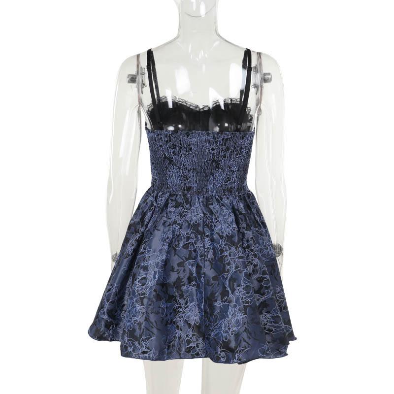 Sweetheart neck beaded smocked lace up cami mini dress - Image 5
