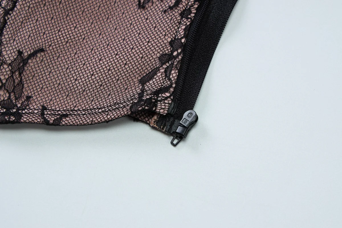 Sweetheart neck bustier lace zip-up tube top - Image 7