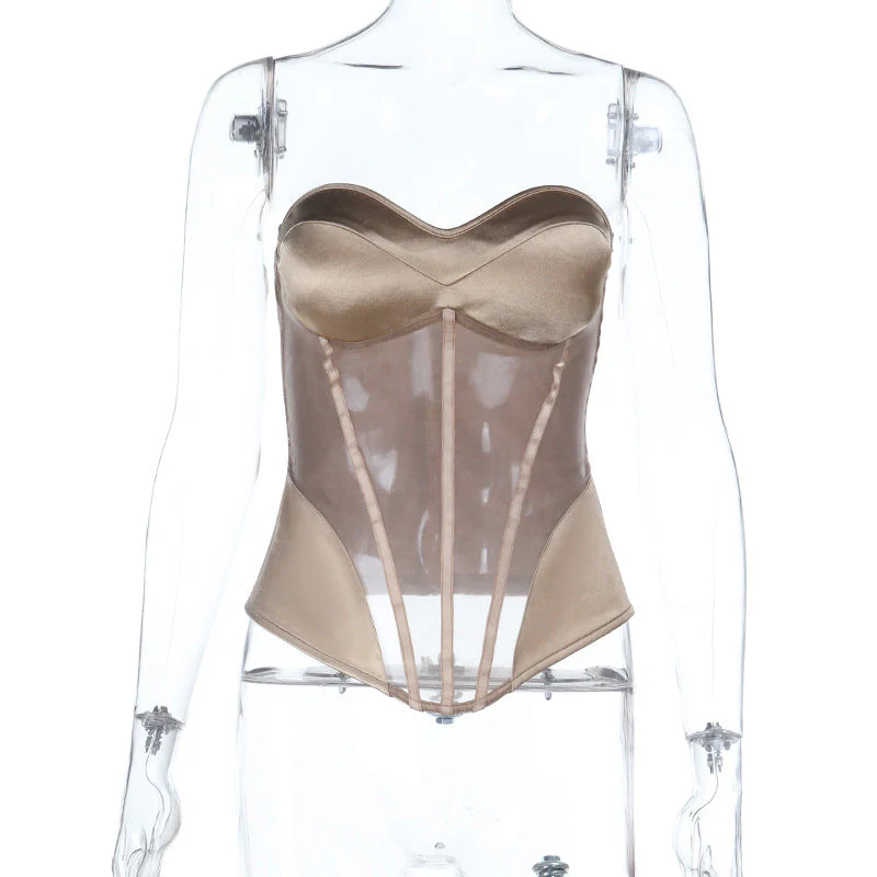 Sweetheart neck corset zip-up padded top - Image 2