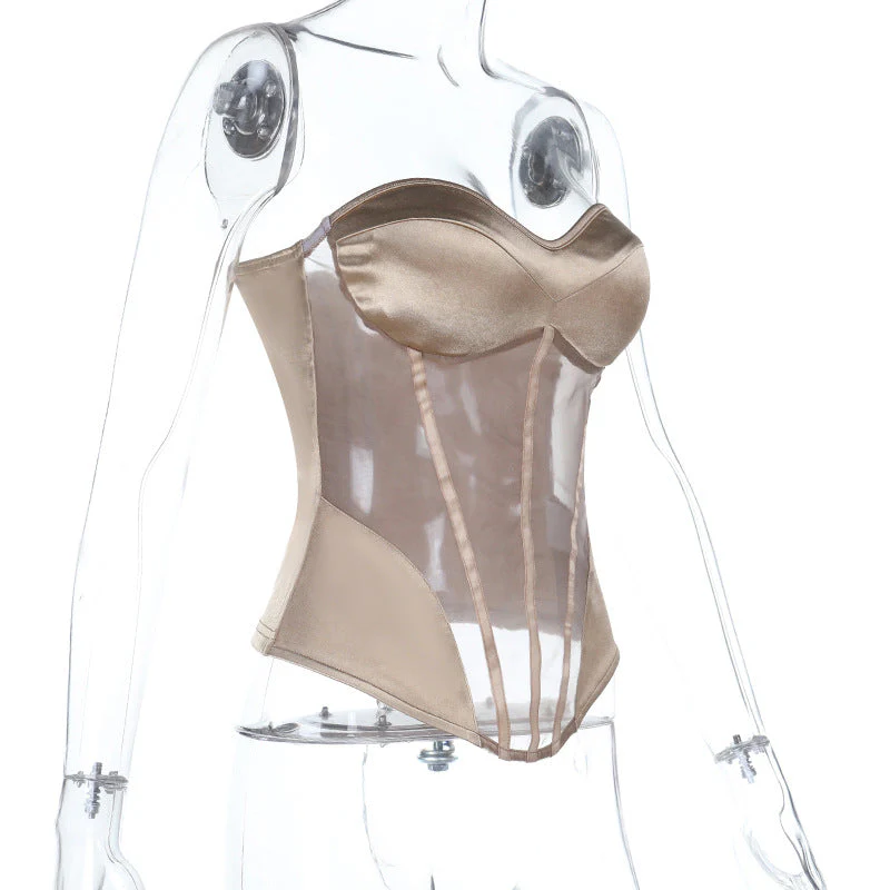 Sweetheart neck corset zip-up padded top - Image 3