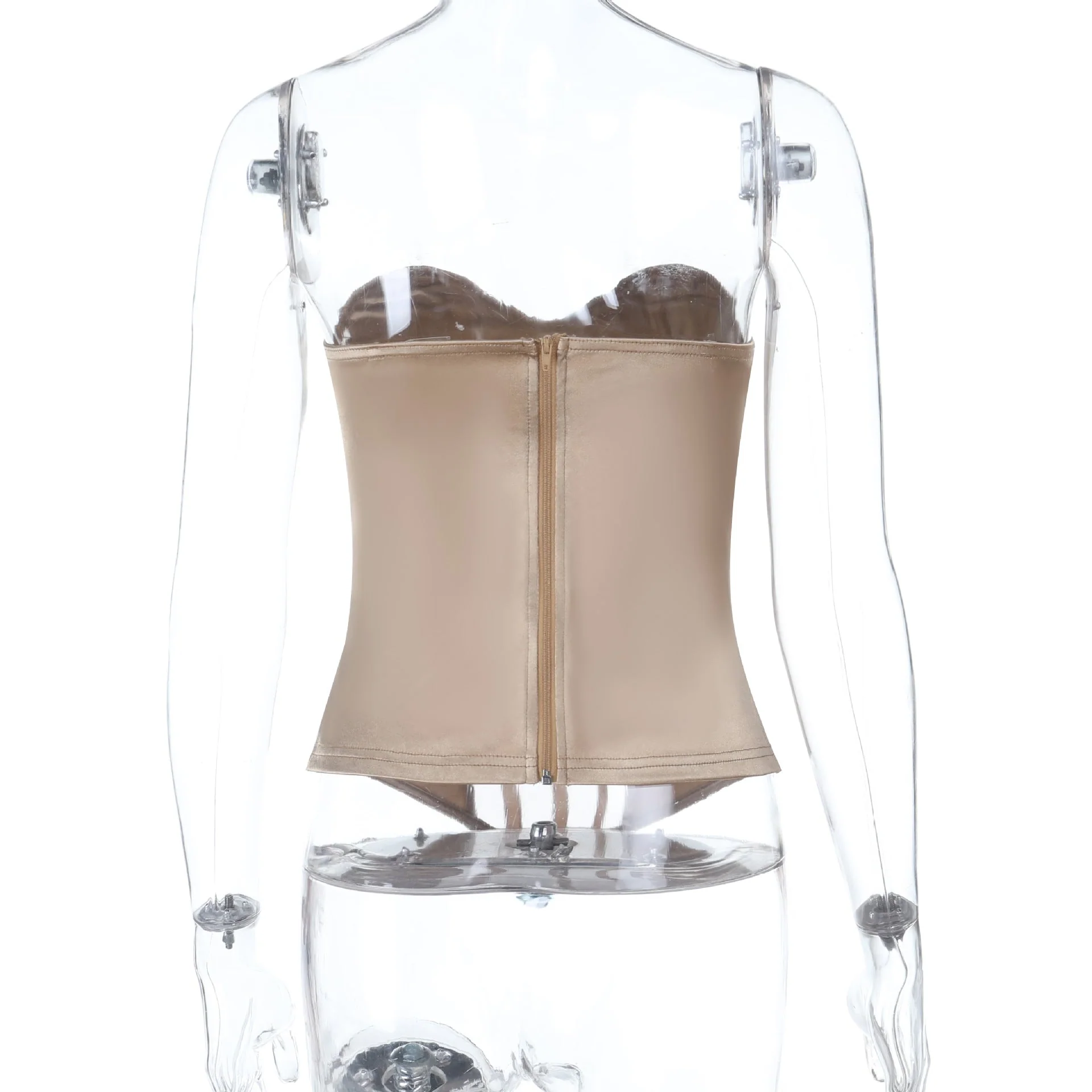 Sweetheart neck corset zip-up padded top - Image 4
