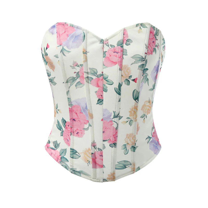 Sweetheart neck flower print corset tube top - Image 2