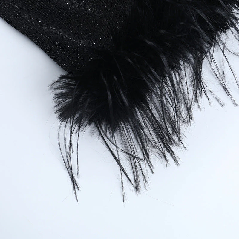 Sweetheart neck fluffy glitter mini dress - Image 6