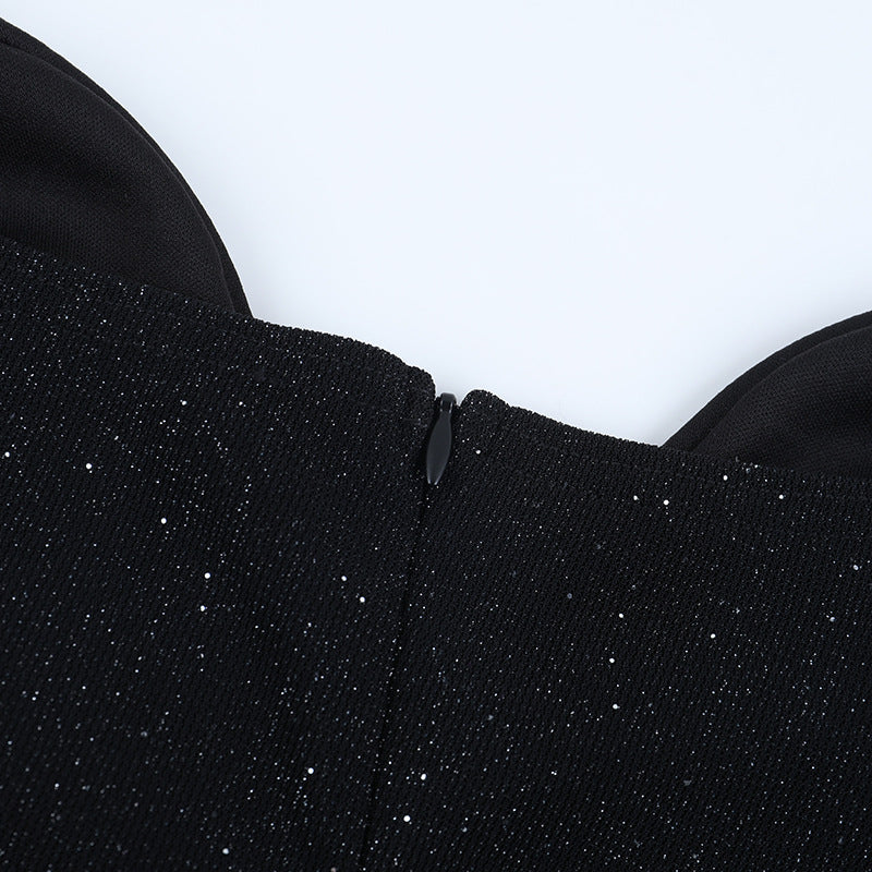 Sweetheart neck fluffy glitter mini dress - Image 7