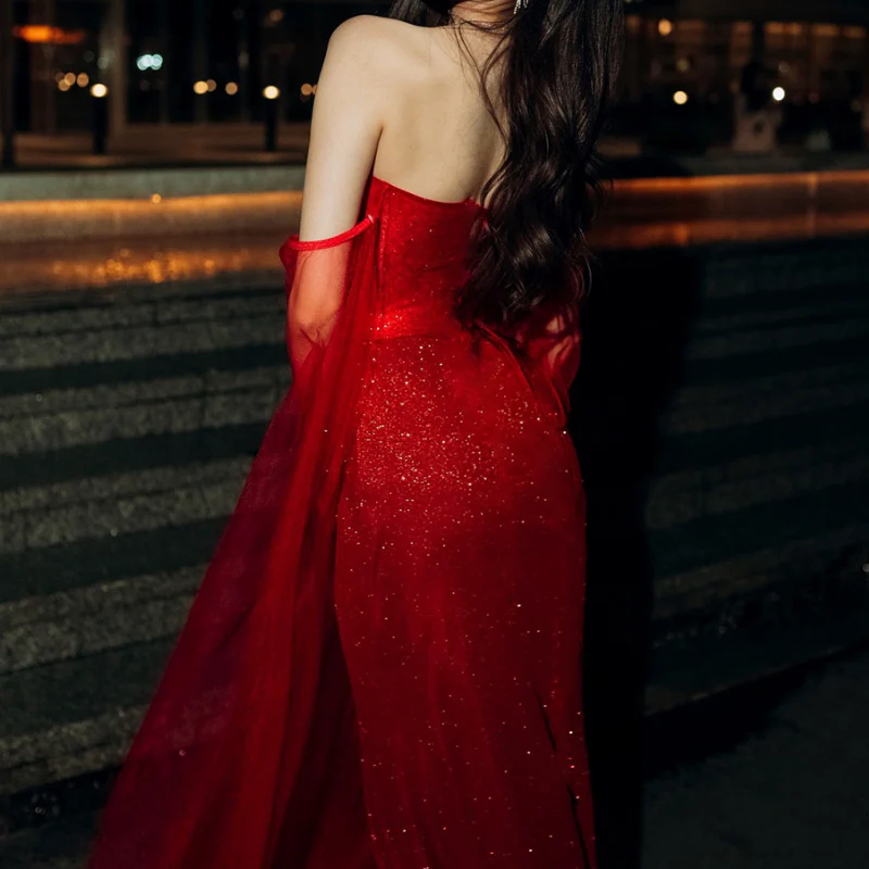 Sweetheart neck glitter backless tube maxi dress - Image 2