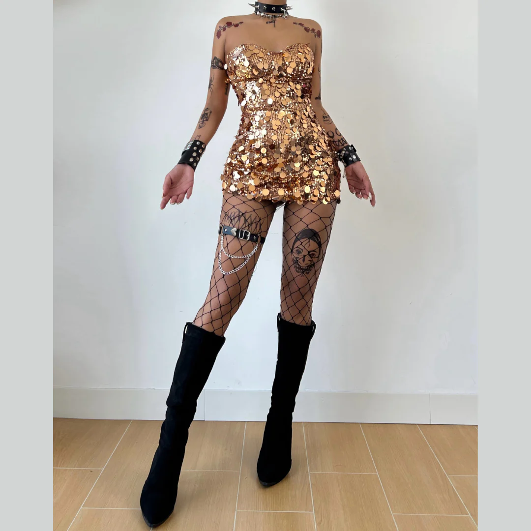 Sweetheart neck glitter mini dress - Image 3