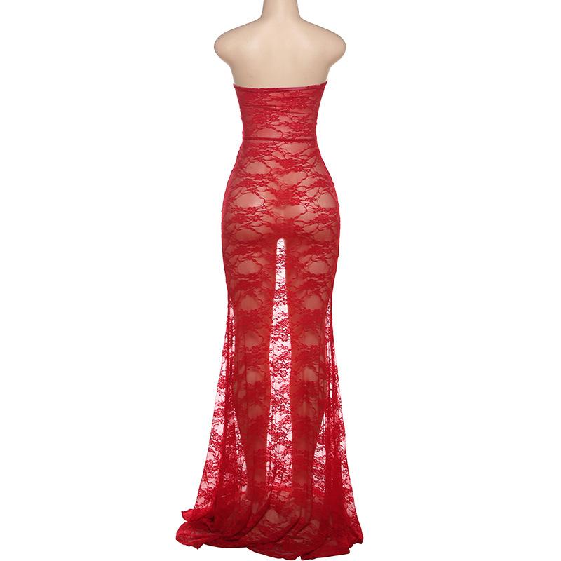 Sweetheart neck hollow out lace maxi dress - Image 3