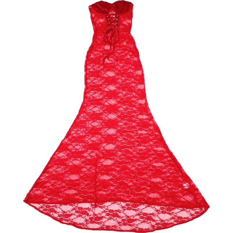 Sweetheart neck hollow out lace maxi dress - Image 4
