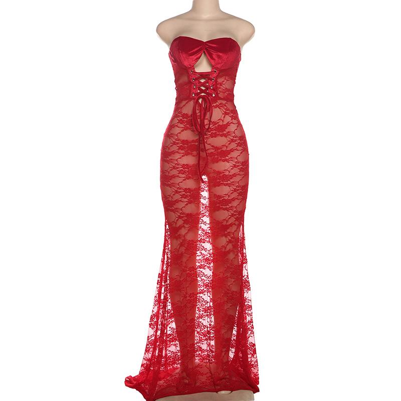 Sweetheart neck hollow out lace maxi dress - Image 7