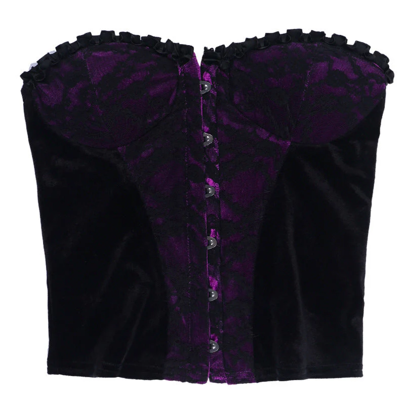 Sweetheart neck lace hem button top - Image 6