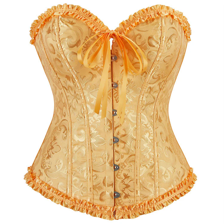Sweetheart neck lace up corset button ruffle top - Image 3