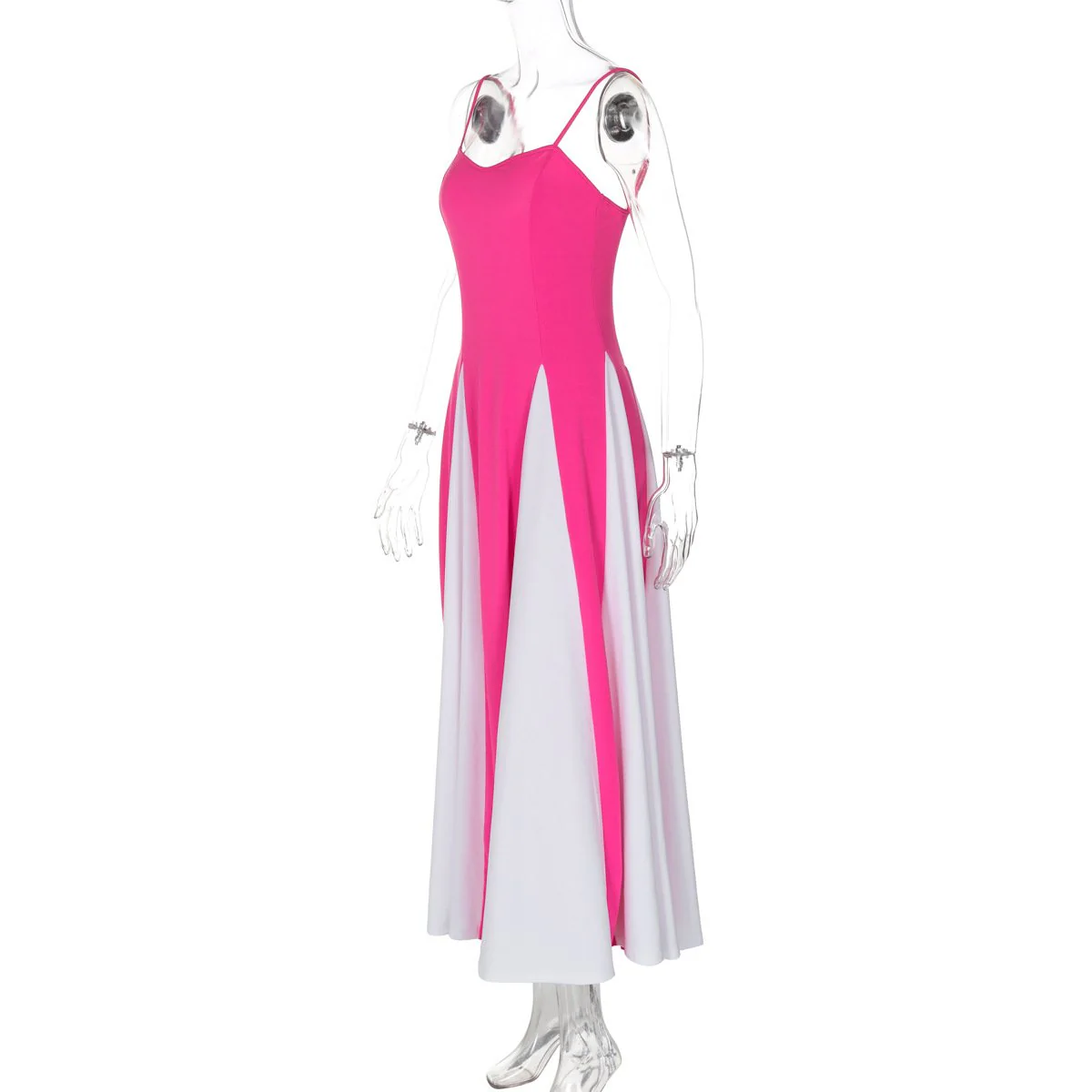 Sweetheart neck patchwork backless cami maxi dress - Image 5