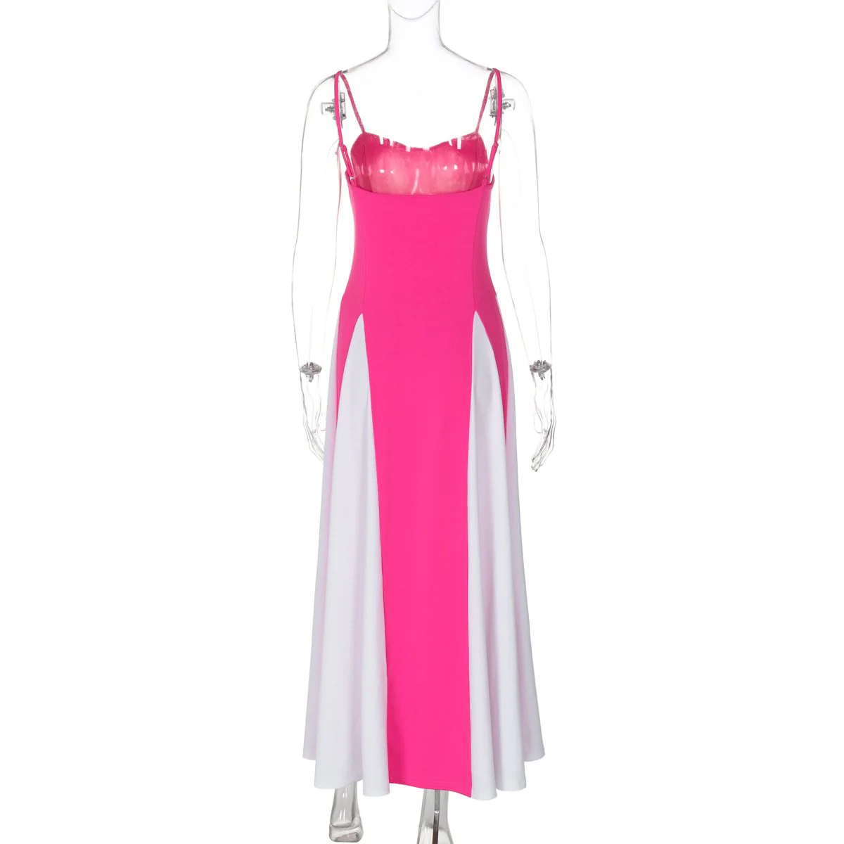 Sweetheart neck patchwork backless cami maxi dress - Image 6
