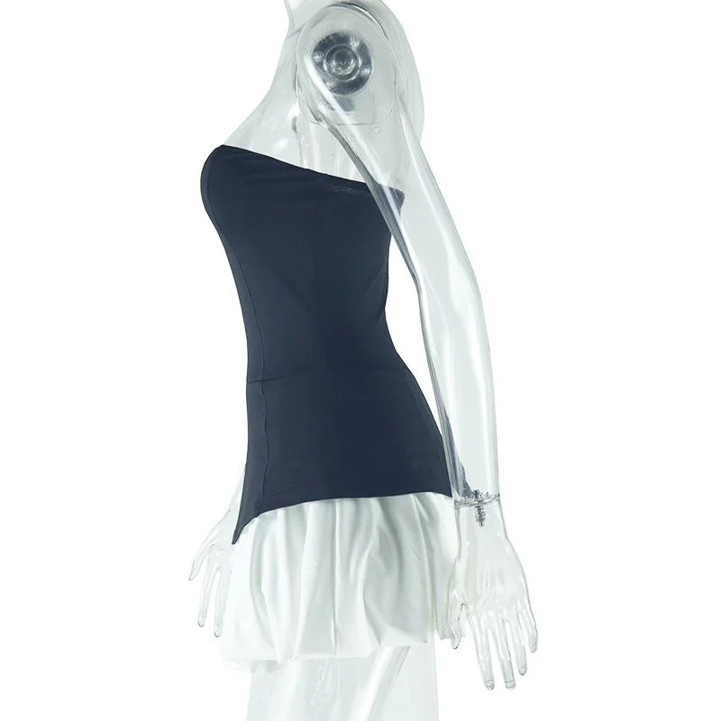 Sweetheart neck patchwork backless tube mini dress - Image 3