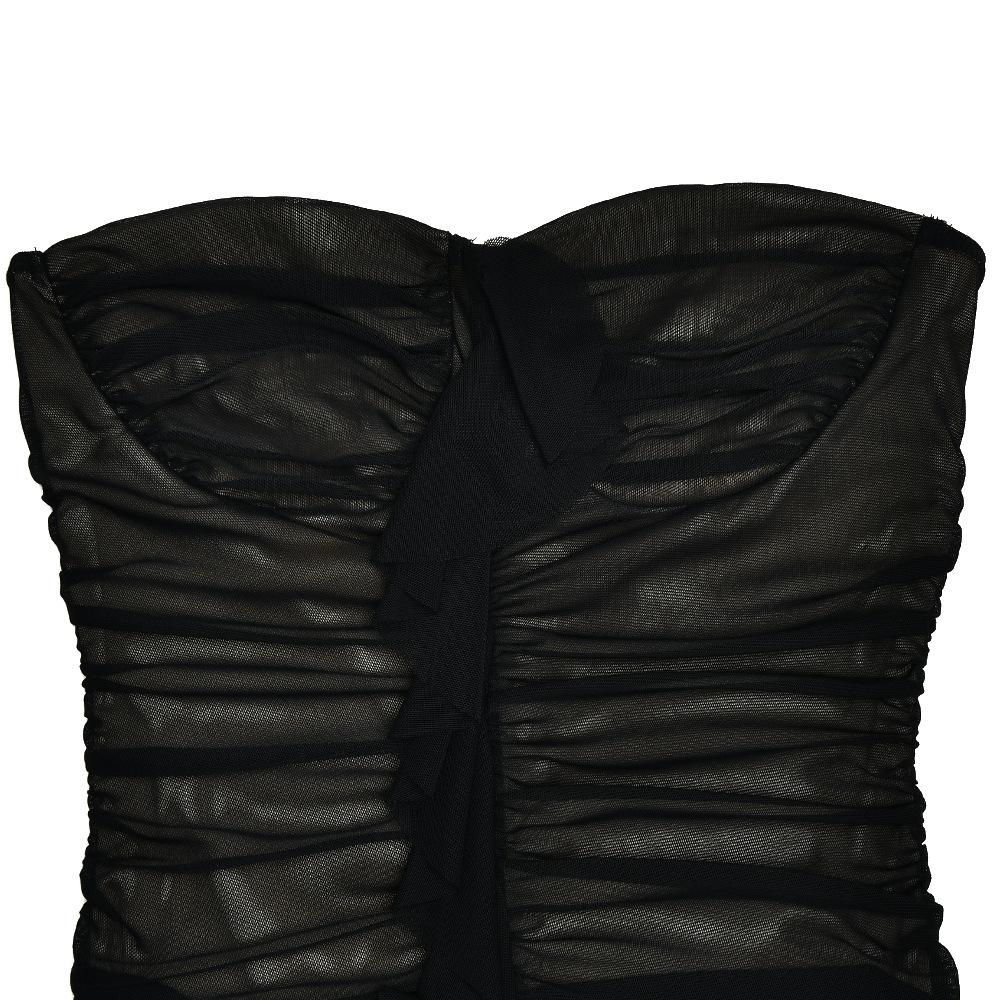 Sweetheart neck ruched ruffle tube midi dress - Image 6