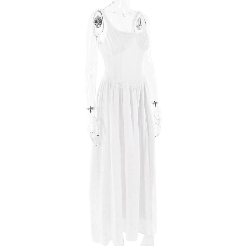 Sweetheart neck ruched textured ruffle cami maxi dress - Image 4