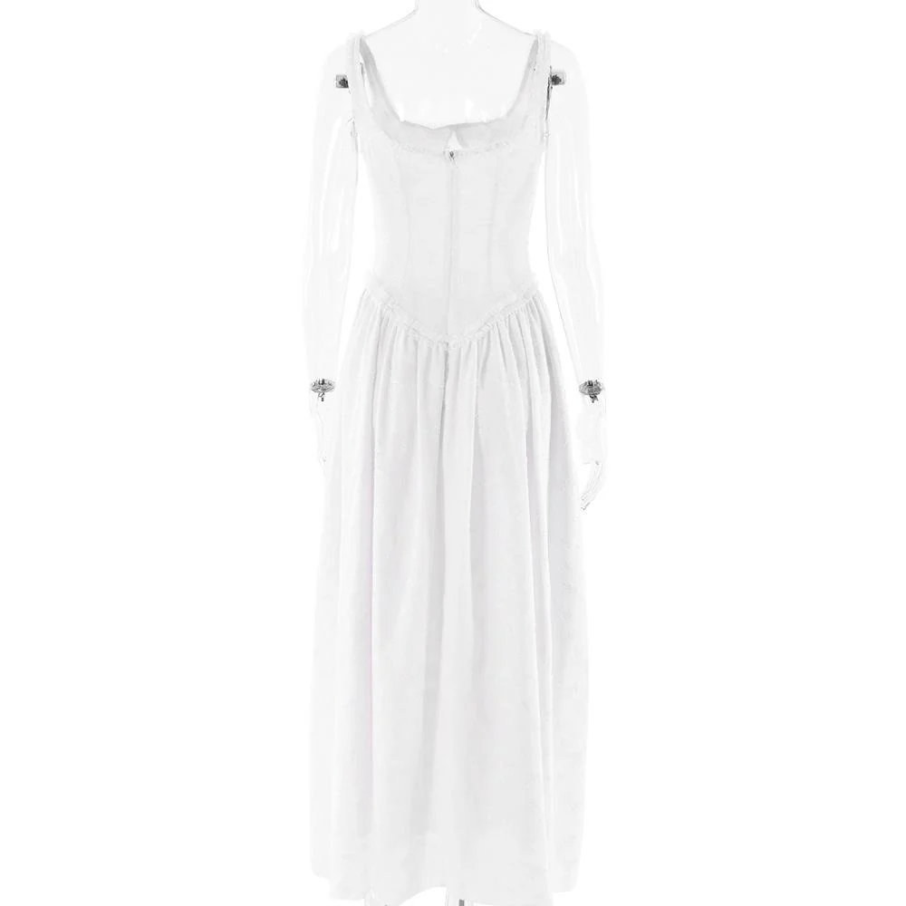 Sweetheart neck ruched textured ruffle cami maxi dress - Image 6