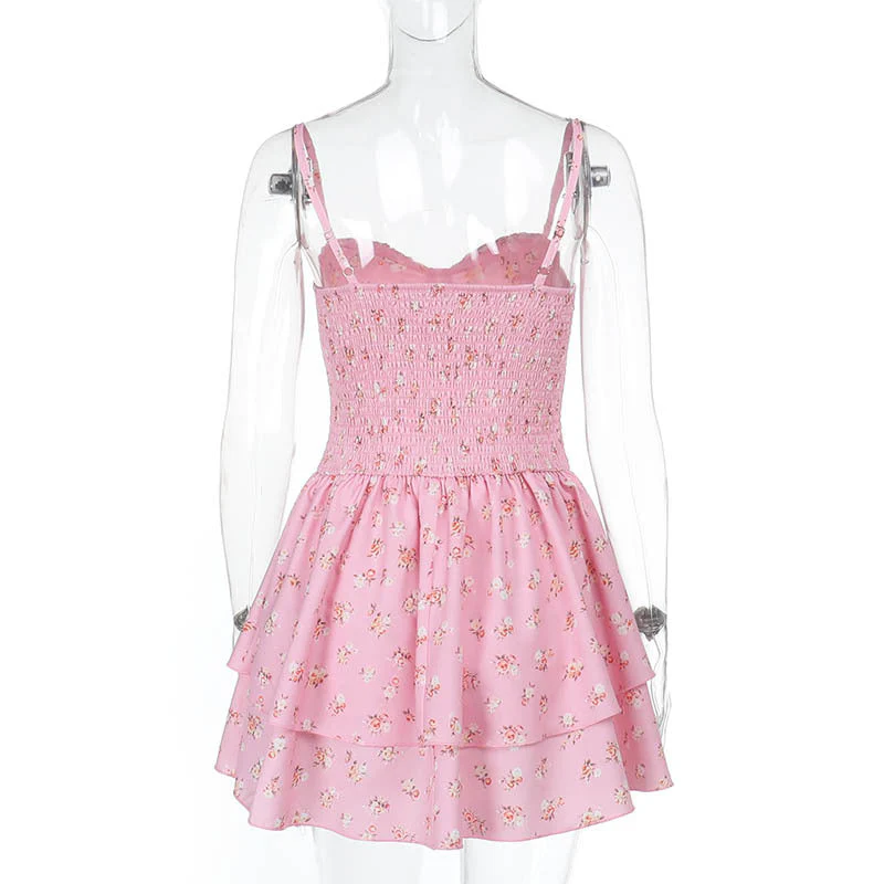 Sweetheart neck ruffle flower print cami mini dress - Image 4