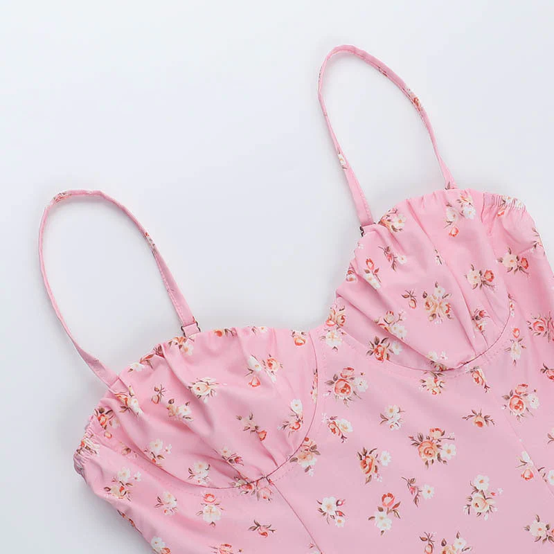 Sweetheart neck ruffle flower print cami mini dress - Image 5