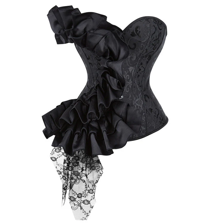 Sweetheart neck ruffle lace up corset top