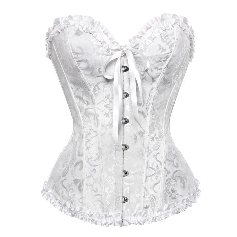 Sweetheart neck self tie button ruffle corset top - Image 6