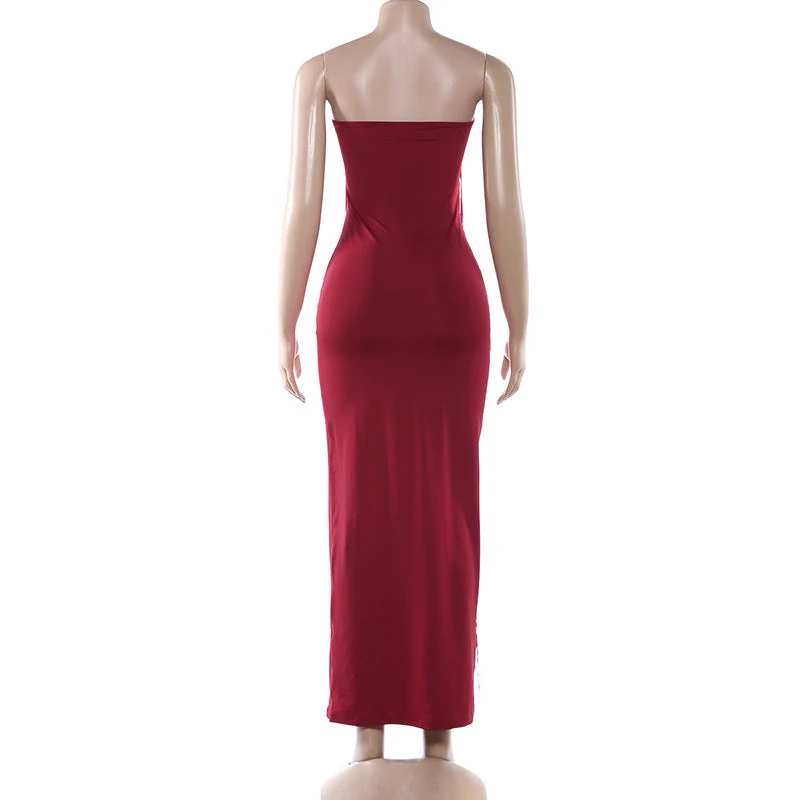 Sweetheart neck tassels backless tube maxi dress - Image 4