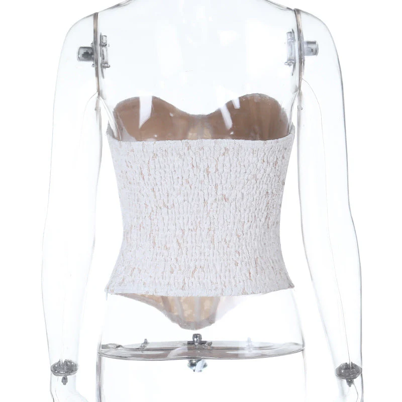 Sweetheart neck zip-up lace corset tube top - Image 4