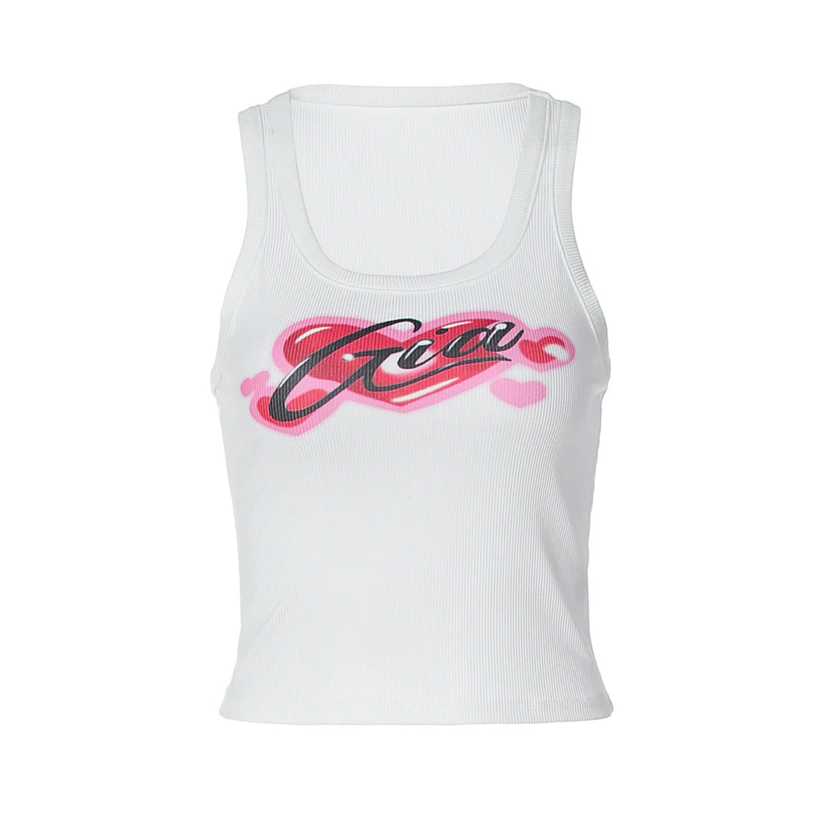 Sweetheart pattern u neck tank top