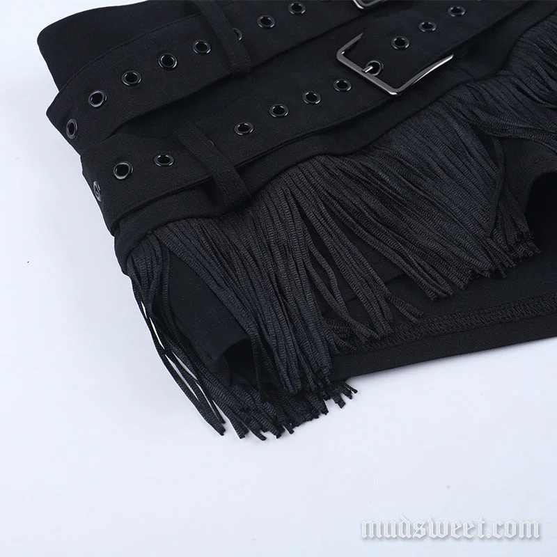 Tassels buckle solid low rise short pant - Image 3