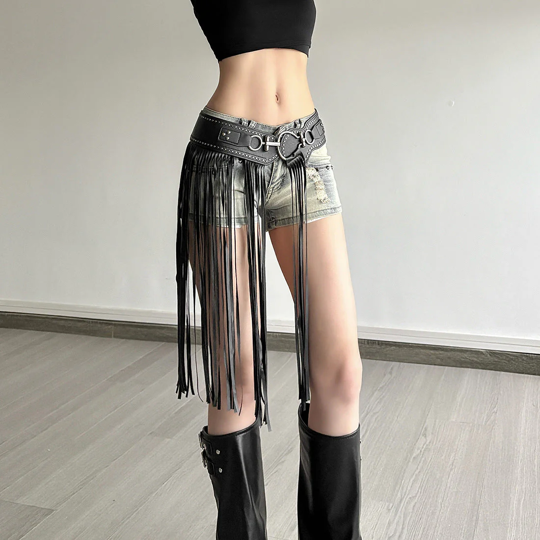 Tassels PU leather decor belt