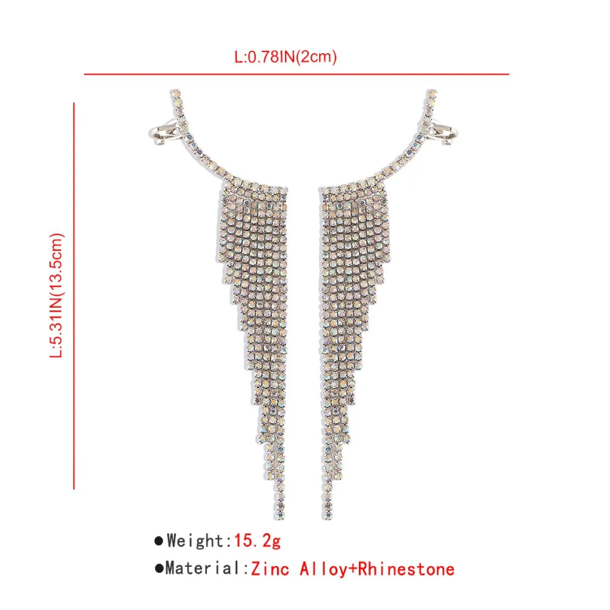 Tassels rhinestone pendant irregular earrings - Image 2