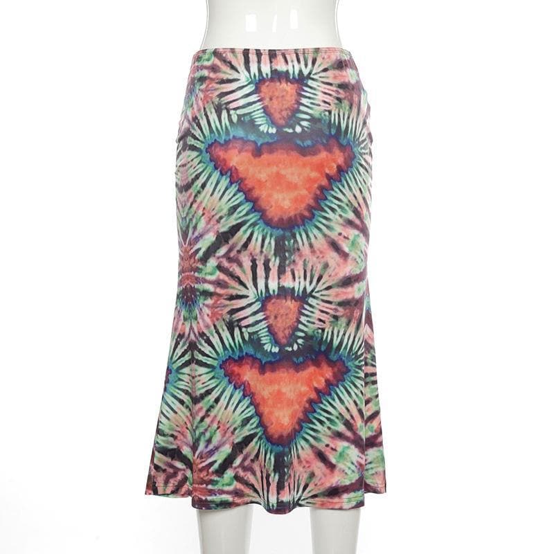 Tie Dye midi skirt y2k 90s Revival Techno Fashion - Image 6