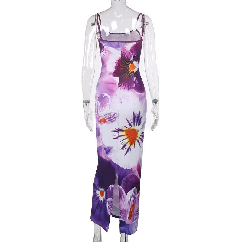 U neck flower print cami maxi dress - Image 3