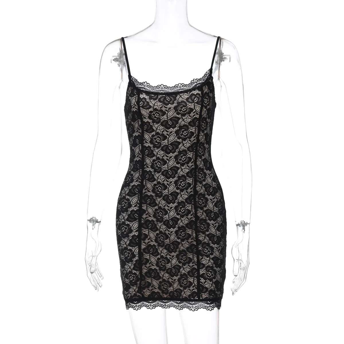 U neck lace cami mini dress - Image 3
