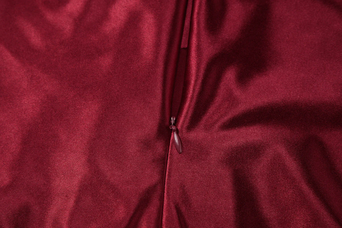 U neck satin halter zip-up backless maxi dress - Image 8