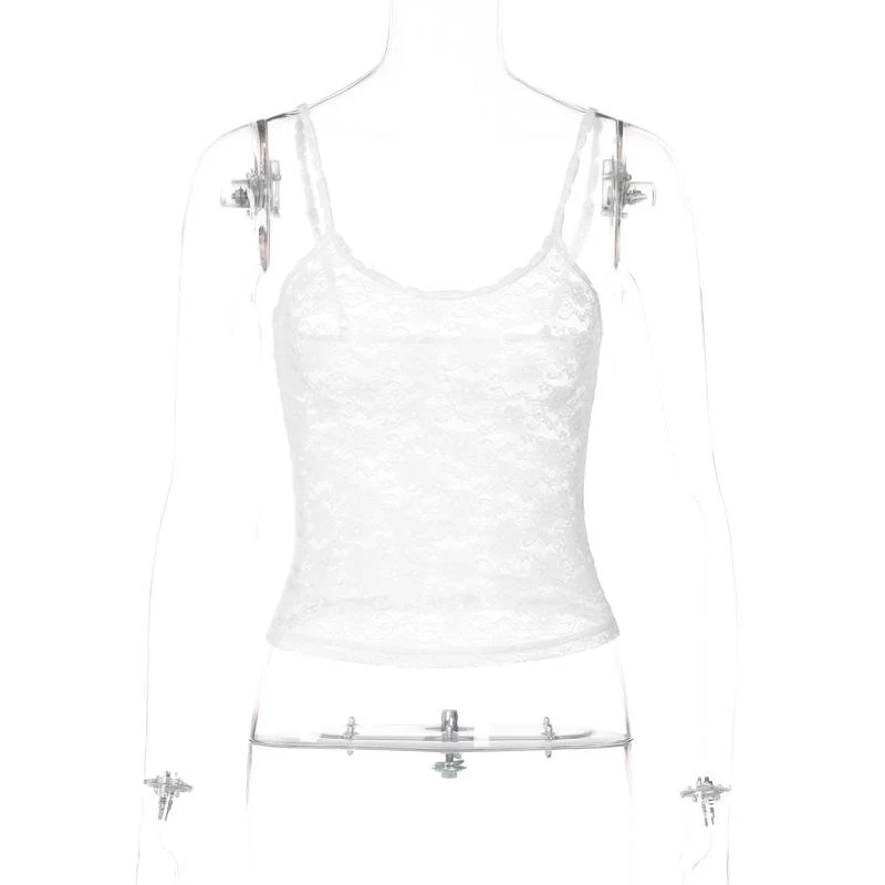 U neck see through lace backless cami top - Image 3