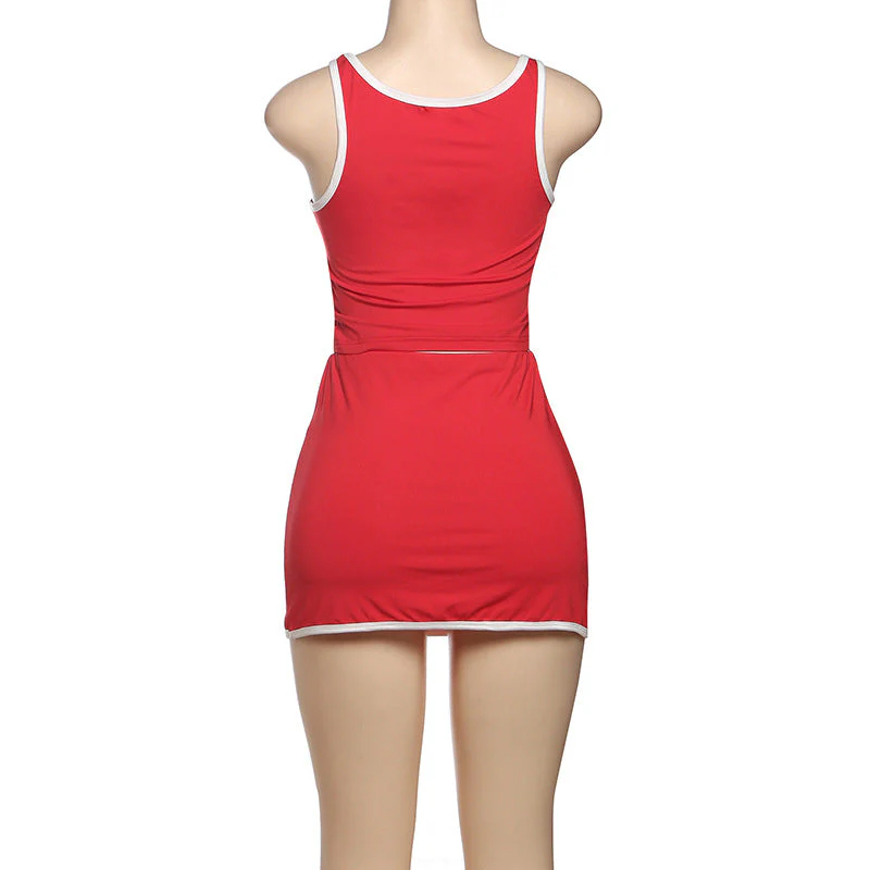 U neck slit tank mini skirt set - Image 4