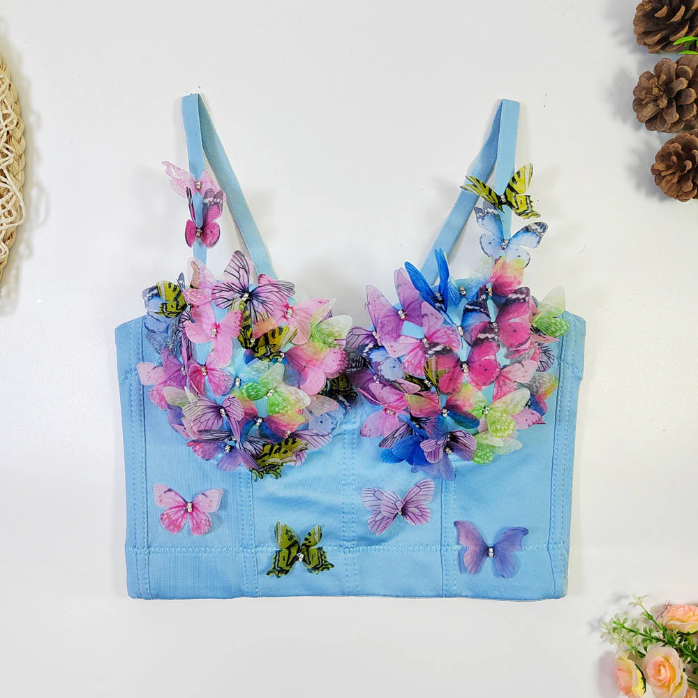 V neck butterfly applique backless cami top - Image 7