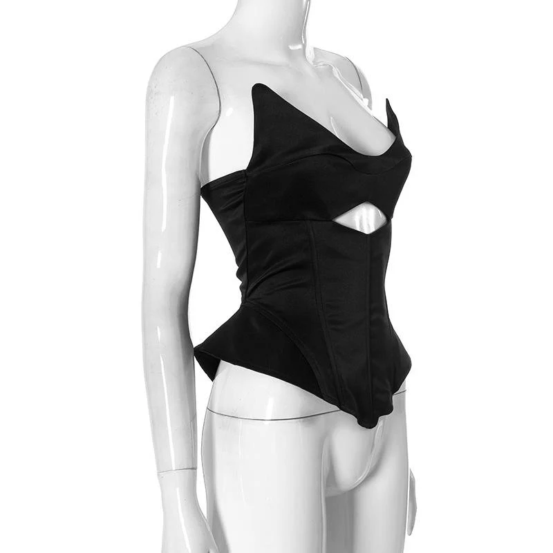 V neck corset lace up hollow out top - Image 5