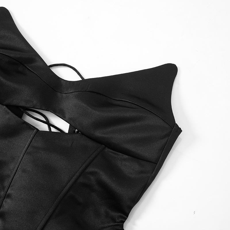 V neck corset lace up hollow out top - Image 7