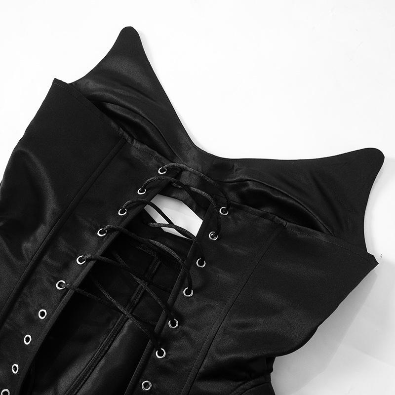 V neck corset lace up hollow out top - Image 9