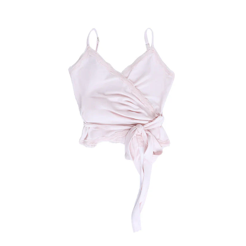 V neck knotted lace hem cami top - Image 5