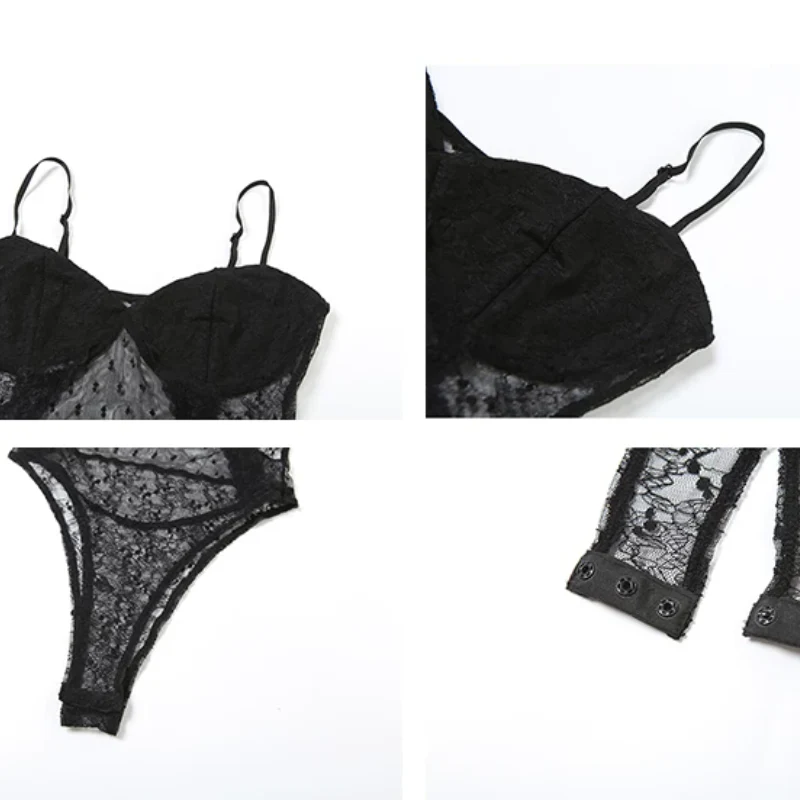 V neck lace backless cami bodysuit - Image 5
