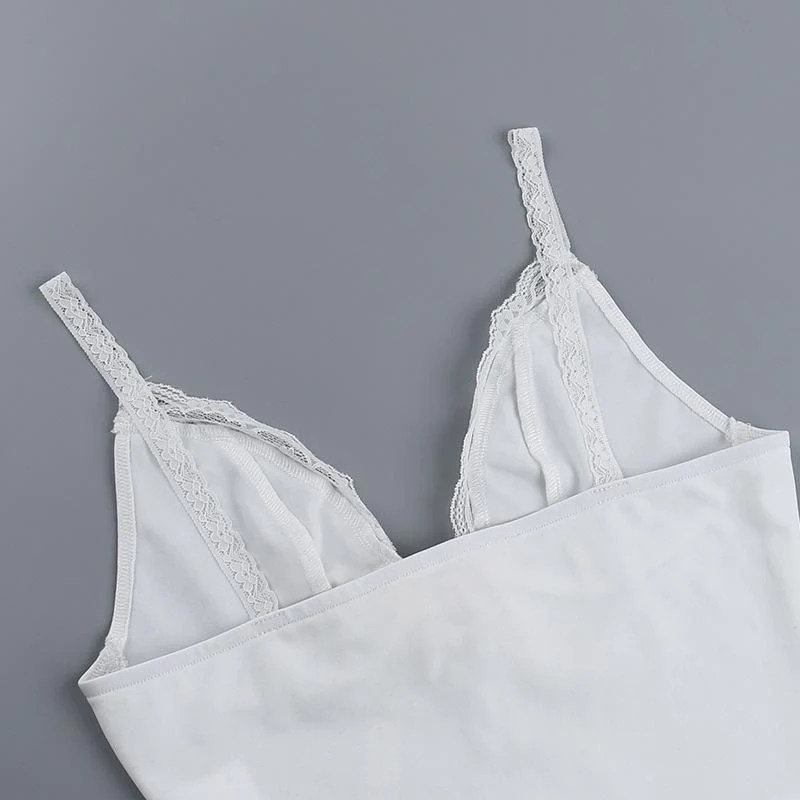 V neck lace hem backless bowknot ribbon crop cami top - Image 6