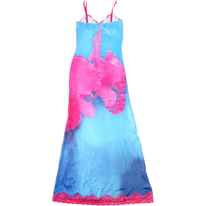 V neck lace hem flower print cami maxi dress - Image 5