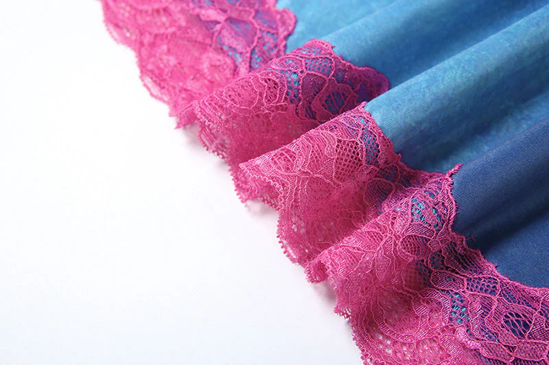 V neck lace hem flower print cami maxi dress - Image 7